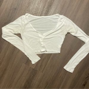 ALO whisper white ribbed cardigan